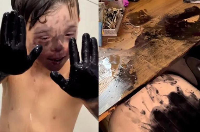 VÍDEO: Pela 2ª vez, menino viraliza ao tingir escritório da mãe com tinta de carimbo