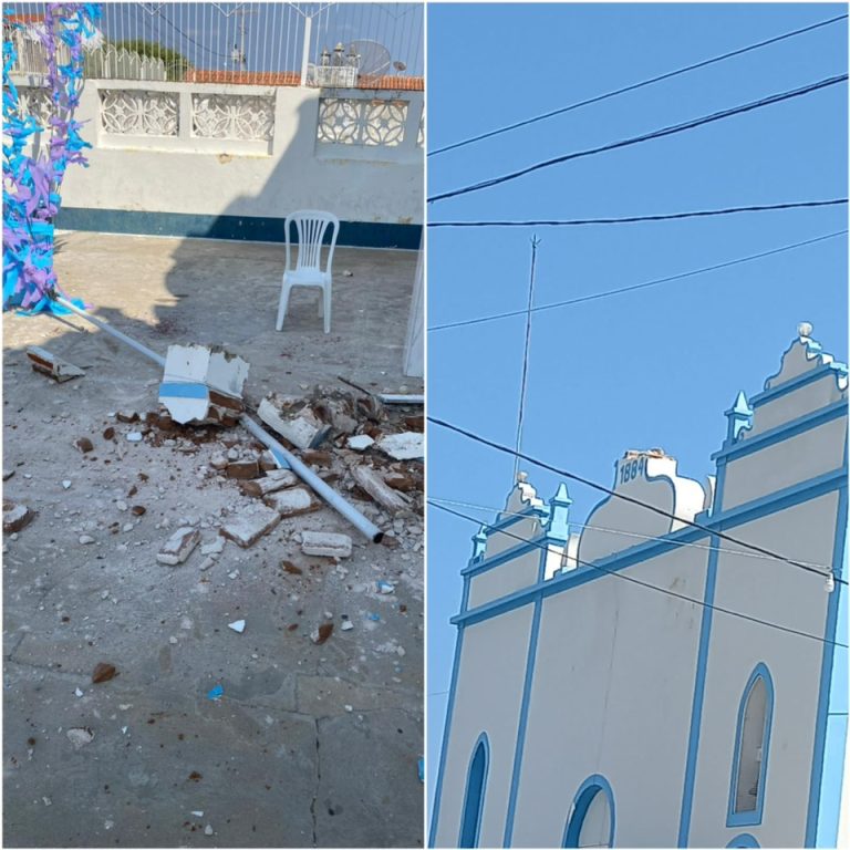 Partes de concreto e Cruz de capela caem e atingem fiéis em São Fernando