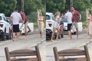 Casais travam “UFC” no fim de festa em praia famosa.