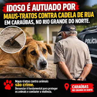 Polícia Civil autua idoso por maus-tratos contra cadela em Caraúbas, RN.