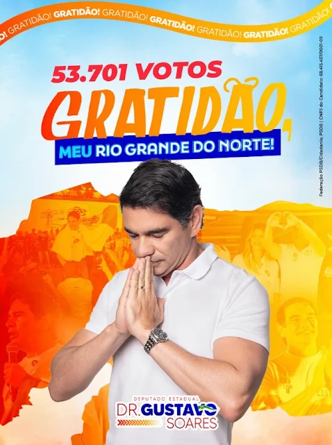 Dr. Gustavo Soares conquista 53.701 votos e agradece confiança dos eleitores do Rio Grande do Norte